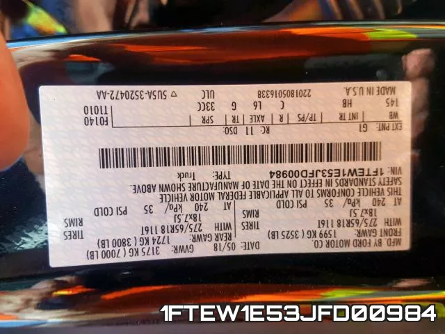 1FTEW1E53JFD00984 фото 2
