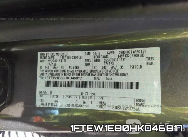 1FTEW1E80HKD46817 фото 10