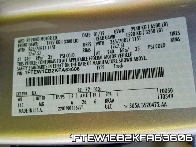 1FTEW1EB2KFA63606 фото 2