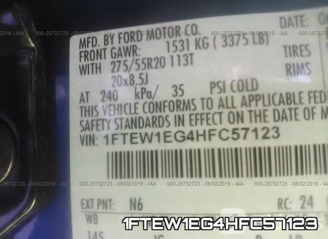 1FTEW1EG4HFC57123 фото 10