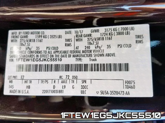 1FTEW1EG5JKC55510 фото 2
