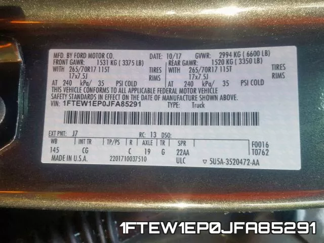 1FTEW1EP0JFA85291 фото 2