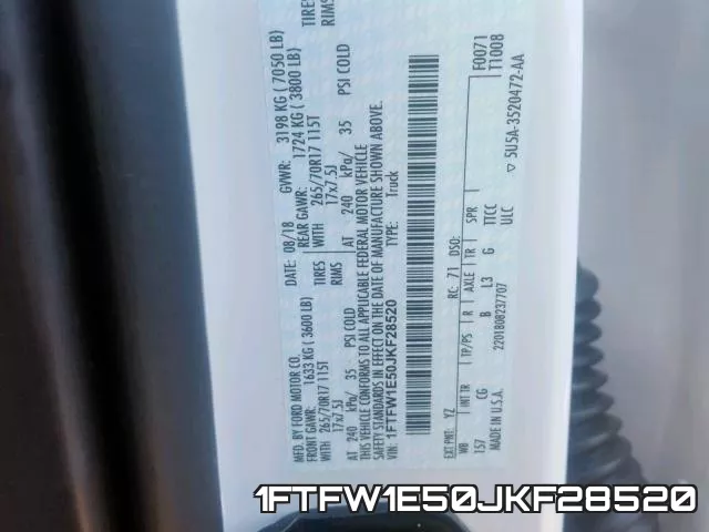 1FTFW1E50JKF28520 фото 2