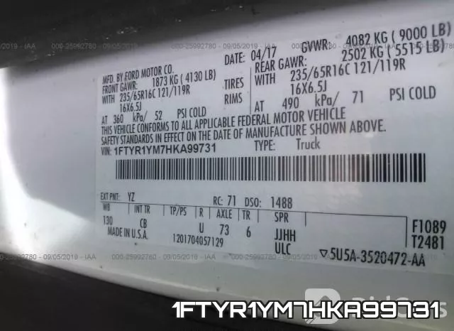 1FTYR1YM7HKA99731 фото 10