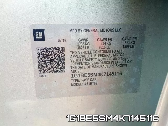 1G1BE5SM4K7145116 фото 2