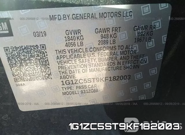1G1ZC5ST9KF182003 фото 10