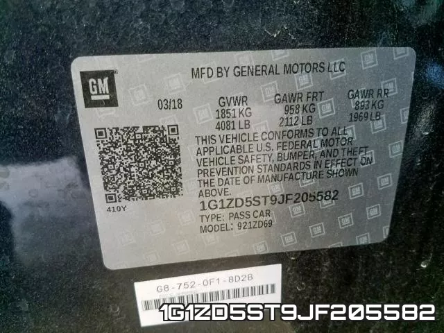 1G1ZD5ST9JF205582 фото 2