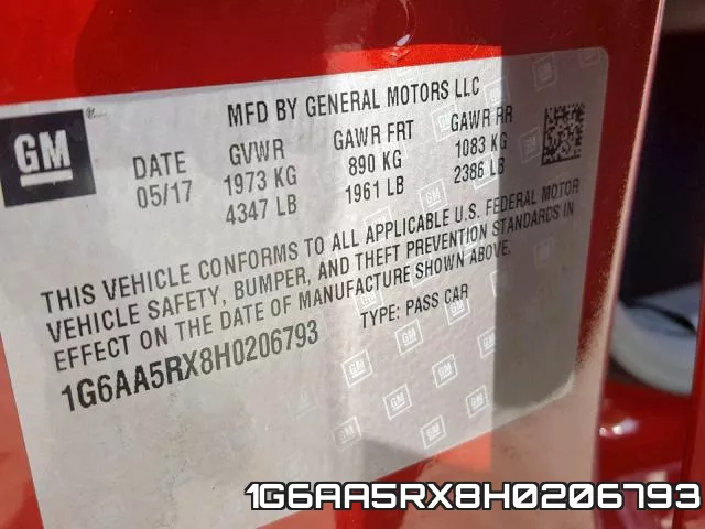 1G6AA5RX8H0206793 фото 2