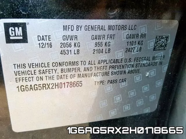 1G6AG5RX2H0178665 фото 2
