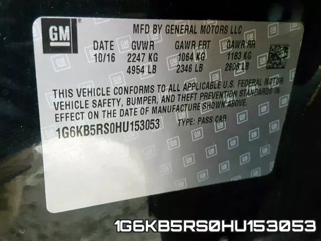 1G6KB5RS0HU153053 фото 2
