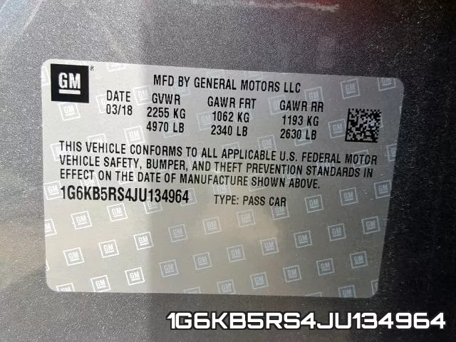 1G6KB5RS4JU134964 фото 2