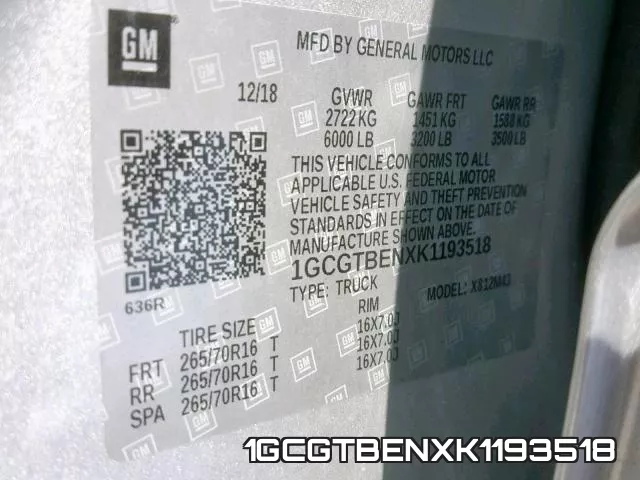 1GCGTBENXK1193518 фото 2