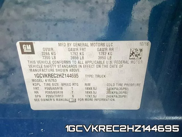 1GCVKREC2HZ144695 фото 2