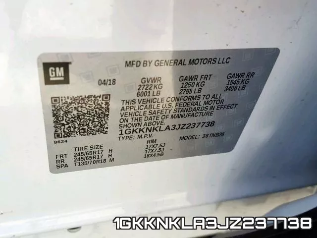 1GKKNKLA3JZ237738 фото 2