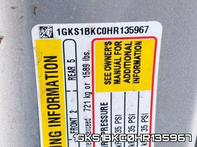 1GKS1BKC0HR135967 фото 2