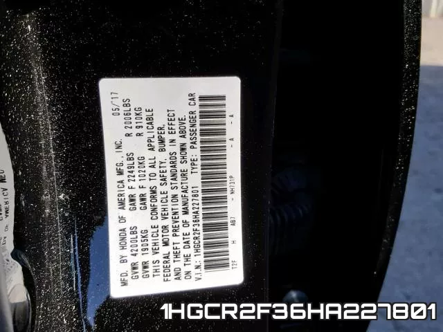 1HGCR2F36HA227801 фото 2