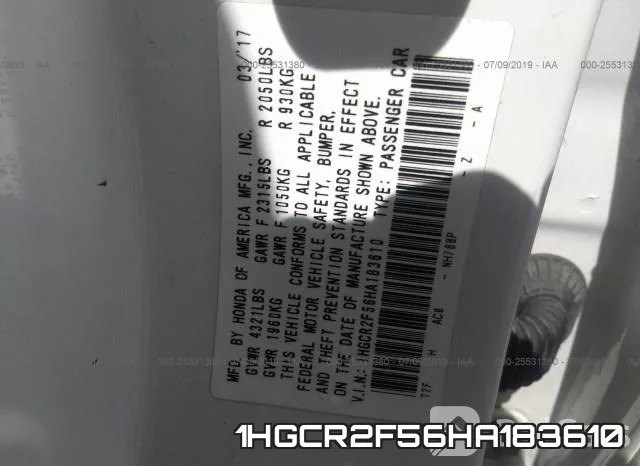 1HGCR2F56HA183610 фото 10