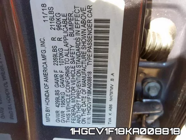 1HGCV1F18KA008818 фото 2