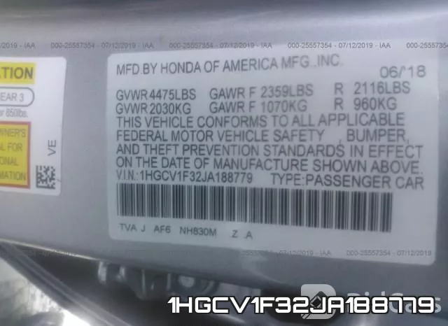1HGCV1F32JA188779 фото 10
