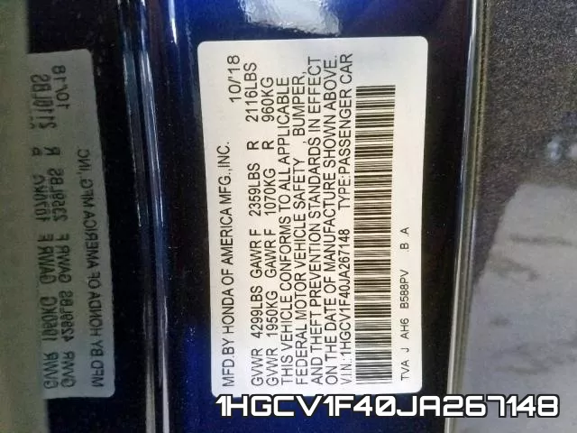 1HGCV1F40JA267148 фото 2