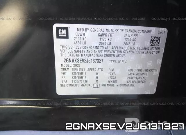 2GNAXSEV2J6137327 фото 10