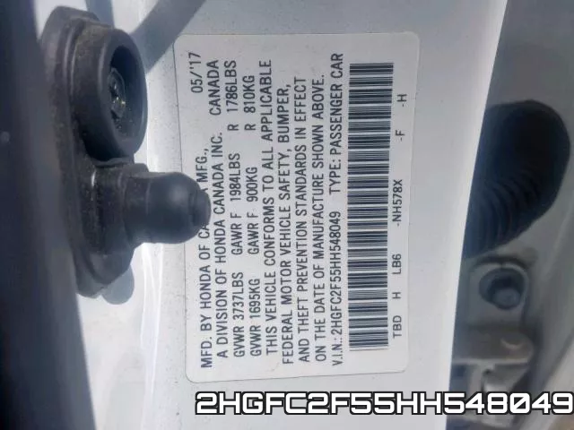 2HGFC2F55HH548049 фото 2