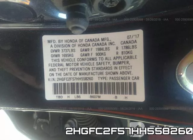 2HGFC2F57HH558260 фото 10