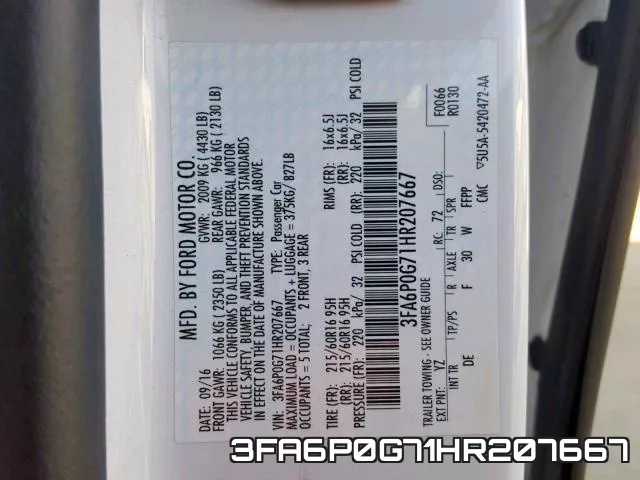 3FA6P0G71HR207667 фото 2