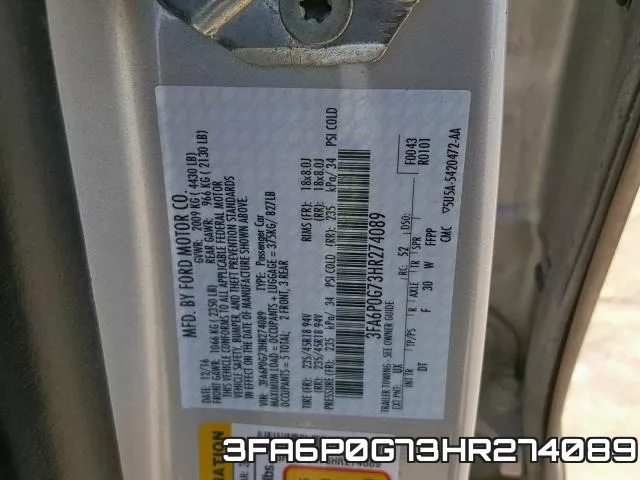 3FA6P0G73HR274089 фото 2