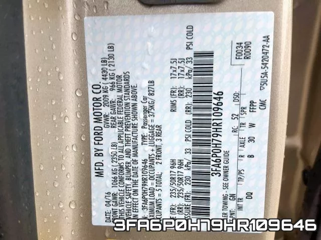 3FA6P0H79HR109646 фото 2