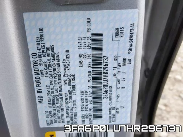3FA6P0LU7HR296737 фото 2