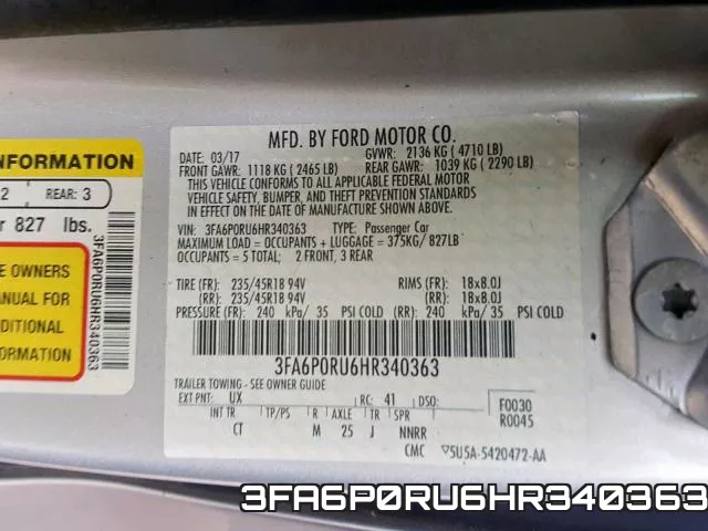 3FA6P0RU6HR340363 фото 2