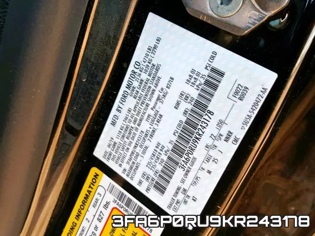 3FA6P0RU9KR243178 фото 2