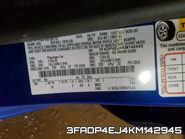 3FADP4EJ4KM142945 фото 2