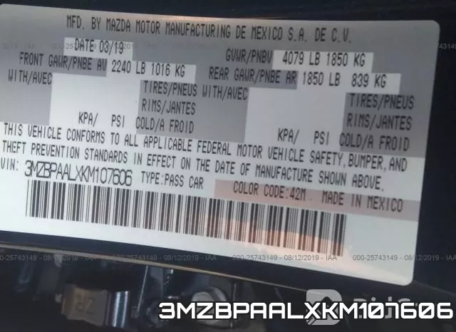 3MZBPAALXKM107606 фото 9