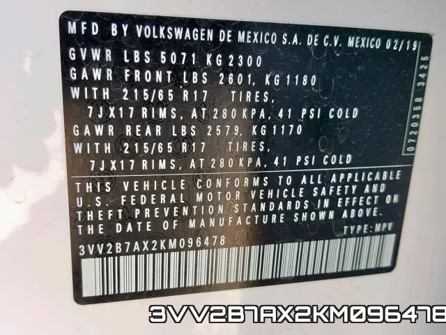 3VV2B7AX2KM096478 фото 2