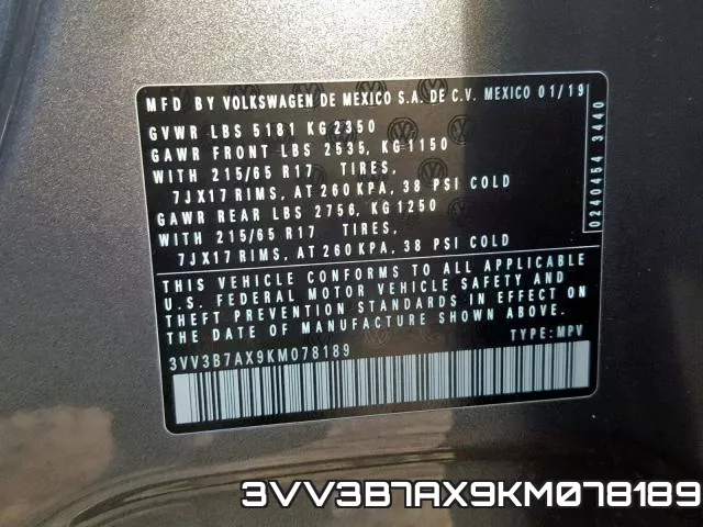 3VV3B7AX9KM078189 фото 2