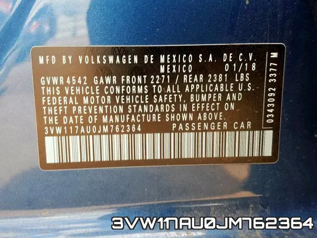 3VW117AU0JM762364 фото 2