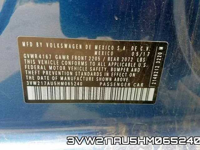 3VW217AU5HM065240 фото 2