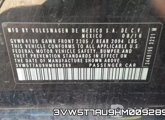 3VW5T7AU9HM009289 фото 10