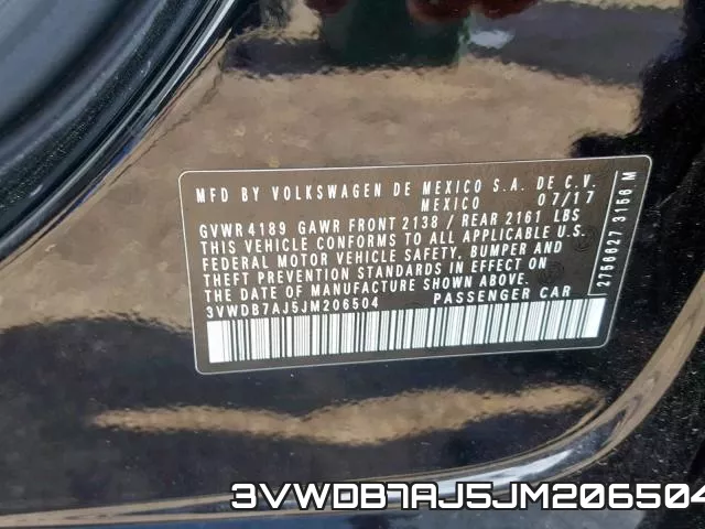 3VWDB7AJ5JM206504 фото 2
