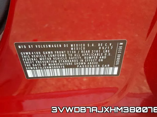 3VWDB7AJXHM380076 фото 2