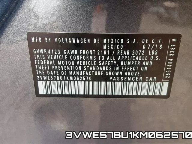 3VWE57BU1KM062570 фото 2