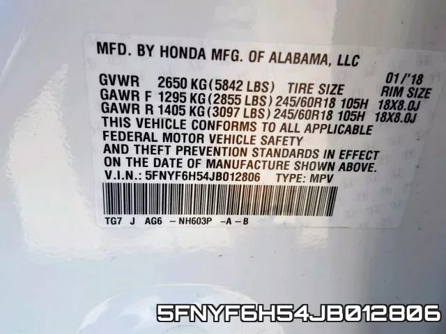 5FNYF6H54JB012806 фото 2