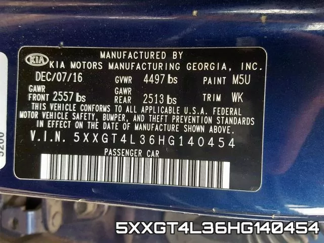 5XXGT4L36HG140454 фото 2
