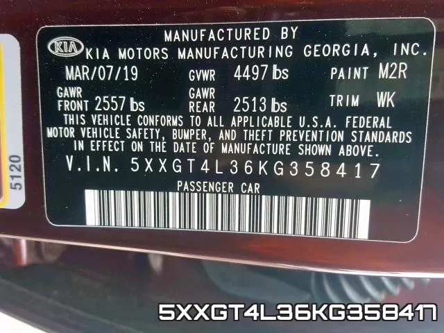 5XXGT4L36KG358417 фото 2