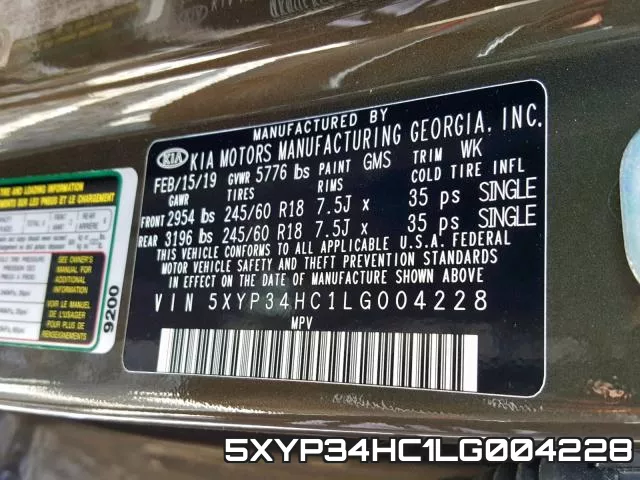 5XYP34HC1LG004228 фото 2