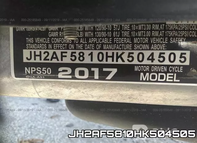 JH2AF5810HK504505 фото 2