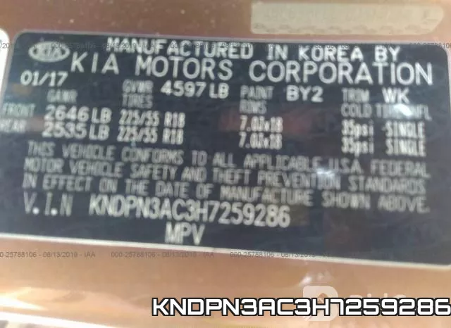 KNDPN3AC3H7259286 фото 10