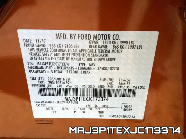 MAJ3P1TEXJC173374 фото 2